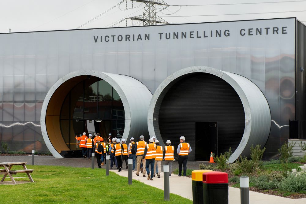 Workers entering Victorian Tunnelling Centre