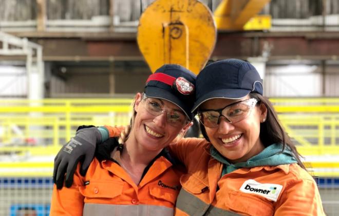Smiling women workers