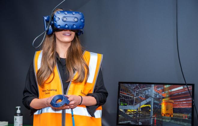 Woman using VR at the Victorian Tunnelling Centre