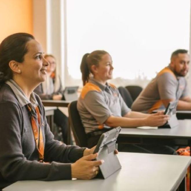 Sydney Trains workers taking skills training in a classroom.